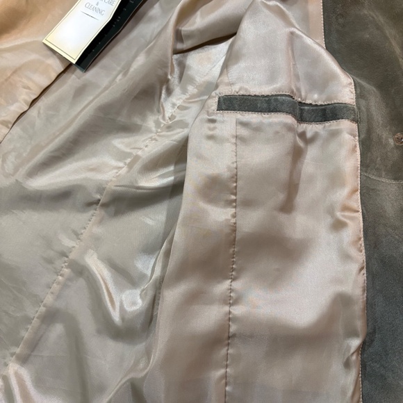 EDDIE BAUER Suede Leather Lined Jacket Blazer Coat Green Women's Large - Picture 11 of 16